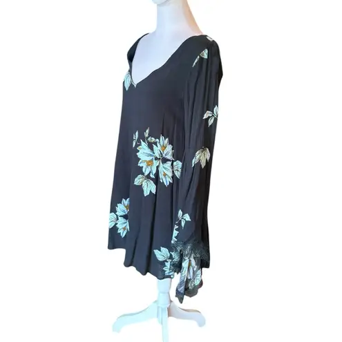 Free People  Wanderer Floral Boho Bell Sleeve Tunic Dress Womens Size Small