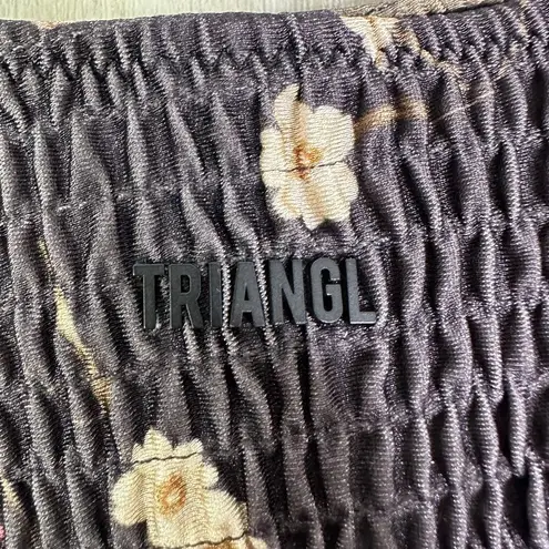 Triangl Saria Wild Rose Gray Scrunch Crinkle Bikini Swimsuit Set Size Small