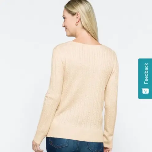 41 Hawthorn Kellie cream cable knit v neck sweater cashmere silk EUC Oatmeal Size L
