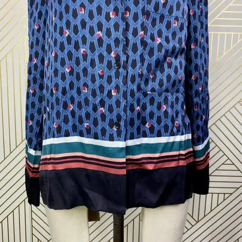 Maje Cristen Blouse Top Blue Printed Geometric