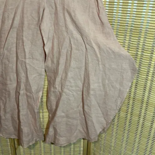 Suzy D London Light Pink Linen Sahara Ultra Wide Leg Culotte Pants Med NWT
