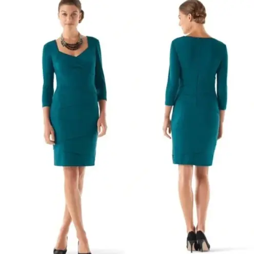 White House | Black Market White House Black | Market Women's Teal Sheath Pencil Dress Size 6