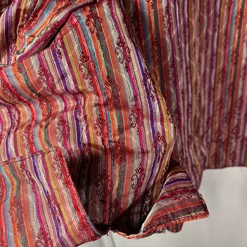 Coldwater Creek XL Silk Blend Jacket Vertical Striped Purple Orange Red