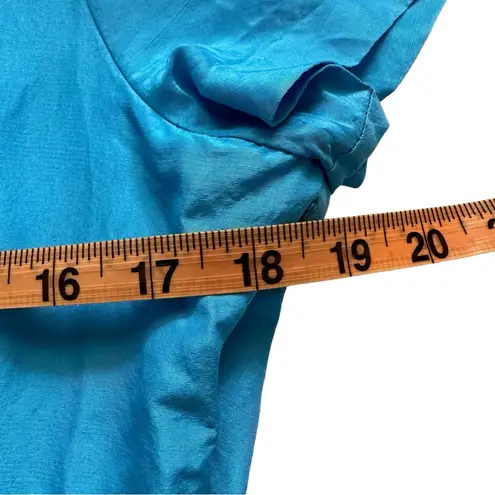 Madison Marcus Light Blue 100% Silk Style Mini Dress Poof Sleeve Large