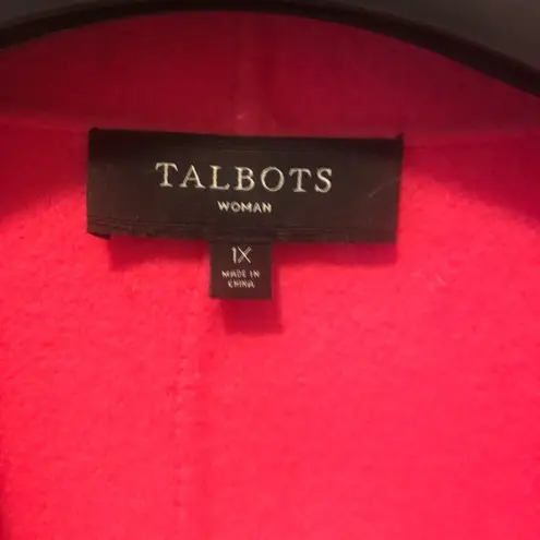 Talbots Talbot’s Woman Wool Double-Faced Wing Collar Open Jacket Solid Pink Size 1X