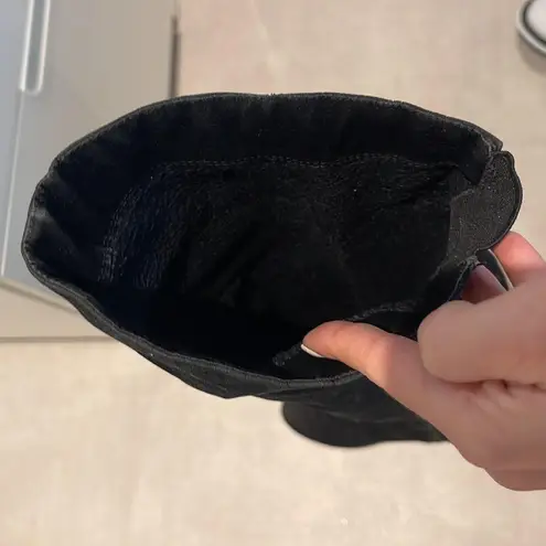 Women size 6 Black over the knee boots zipper on the inside soft suede alike