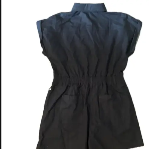 Dokotoo Women's Summer Trooper Utility Cargo Rompers Short Sleeve Button Down Black Size XL