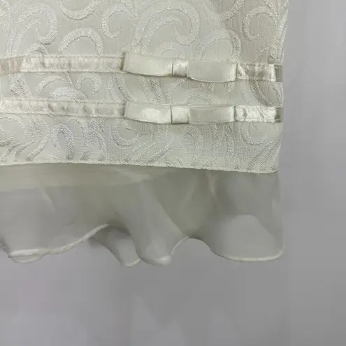 Plaza South Skirt Women 16WP Ivory Embroidered Sheer Overlay Romantic Modest Vtg Size 16P