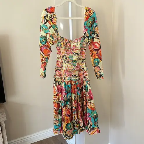 Hemant & Nandita Aroha Dress Tropical Midi size Small Orange