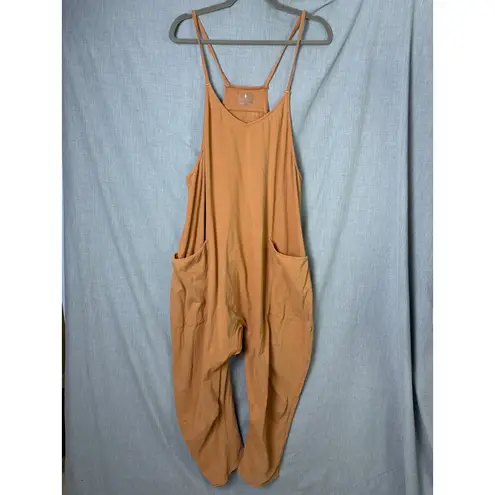 FP Movement Hot Shot Onesie L Toasted Coconut Slouchy Jumpsuit Comfy Loungewear Orange Size L