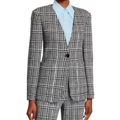St. John Prince Wales Black White Houndstooth Knit Wool Blazer Jacket US 8 $2195