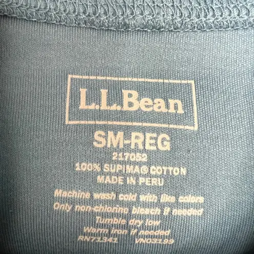 L.L.Bean  Supima Cotton Long Sleeve Mock Neck Top Blue Small