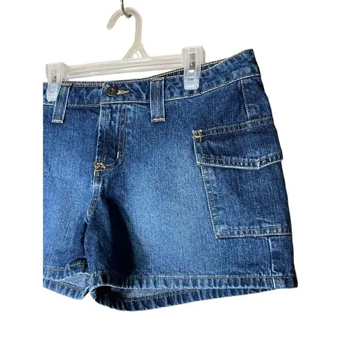Vintage Y2K L.E.I Low Rise Utility Jean Shorts Size 9 Blue