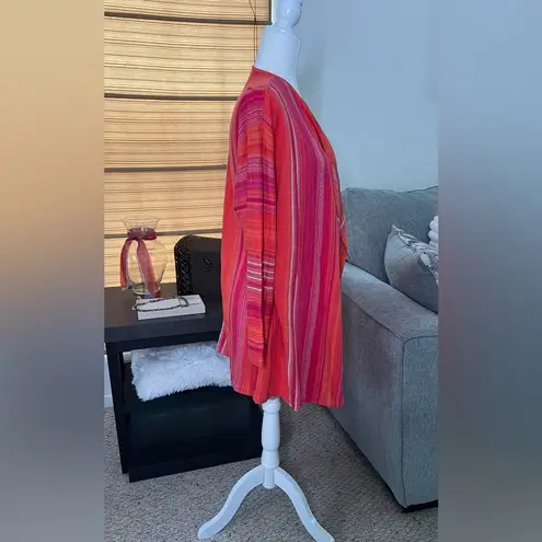 J Jill Striped Open Front Cardigan Sweater Size M Pink Size M