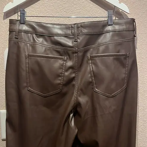 Time And Tru New Women’s Brown Faux Leather Hog Rise Wide Leg Trousers Size 14