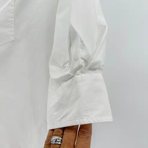 ROSSO35 White Cotton Button Down 3/4 Sleeve Top Hidden Placket Blouse XS Italy