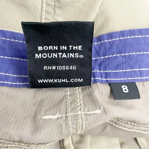 Kuhl Kendra Kapri Capri Pants Size 8 Beige Tan Cropped Hiking Pant Embroidered