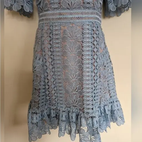 Self Portrait Self-portrait NEW floral guipure lace short sleeve mini dress 0