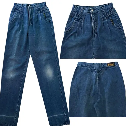 Rockies Vintage Western High Waist Bareback Pleated Denim Jeans 9/10 (26 x 34.5) Blue