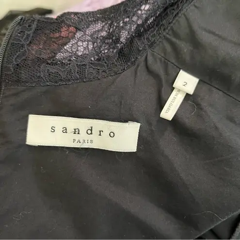 Dress Black Lace Neckline Sleeveless Short Dress Sz M (Sandro 2) EUC