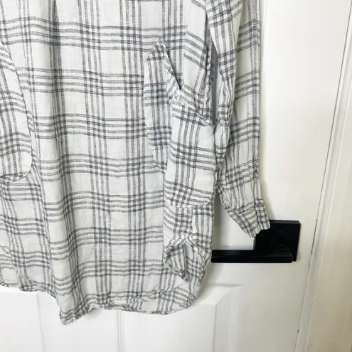 CP Shades Size Small 100% Linen Teton Tunic Plaid Check Top Lagenlook