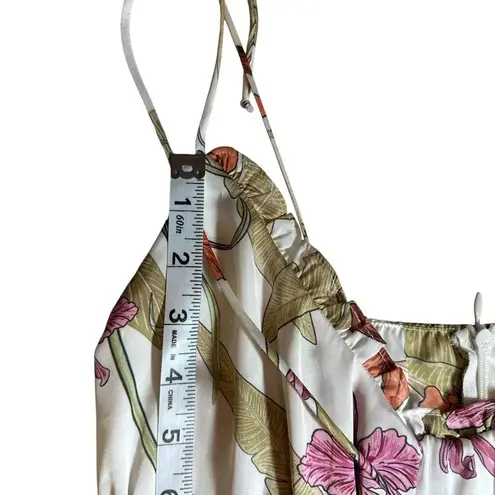 Shore Tropical Floral Above The Knee Mini Dress size medium White foliage