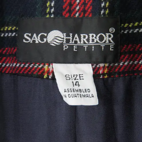 1990s Vintage Sag Harbor Red & Black Plaid Blazer Jacket Size XL Wool