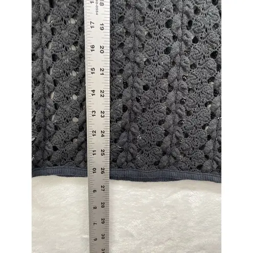 Soma Swimsuit Coverup Hoody Sheer Knit Lace 3/4 Sleeves Size Medium Black