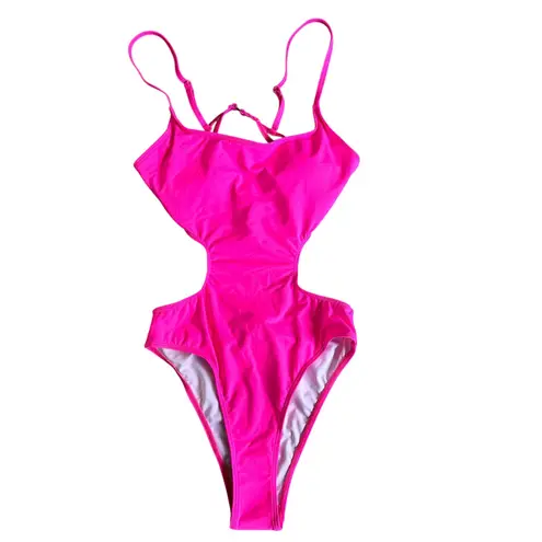 Tempt Me One Piece Swimsuit Hot Pink Cut Out High Cut Sexy Swimwear Small
