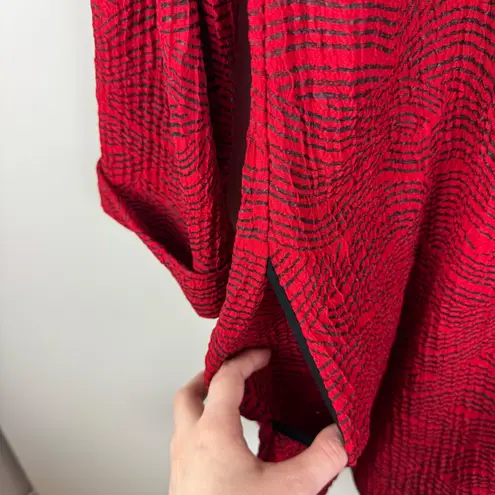Multiples Textured Button Front Jacket Medium Red Boho Artsy Retro Layering