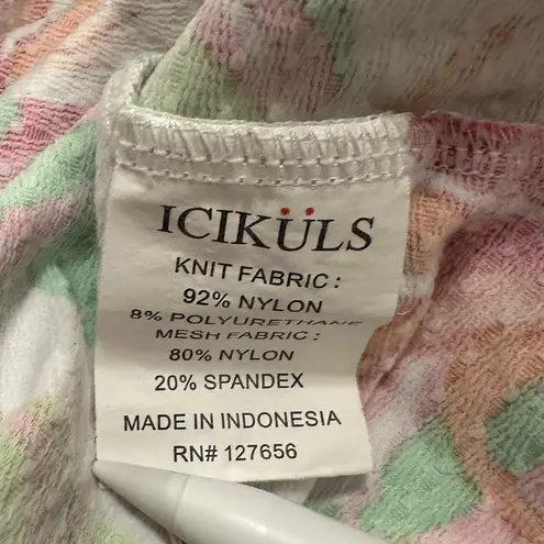 ICIKULS multicolored floral 1/4 zip athletic long mesh sleeve XL Orange