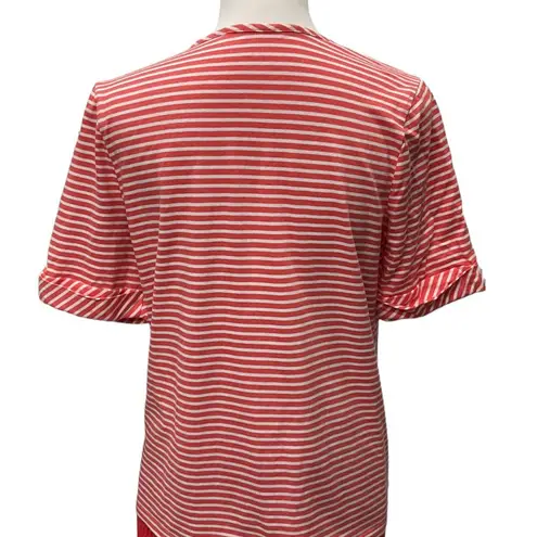 Appleseed 100% Cotton Orange & White Striped Folded Cuffs Button Detail Size M Size M