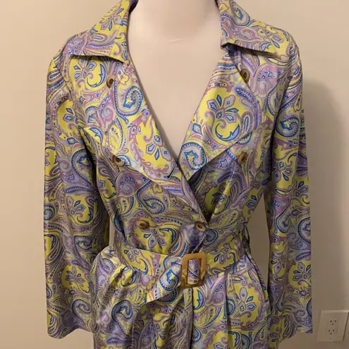 J. McLaughlin  Silk Paisley Print Trench Coat