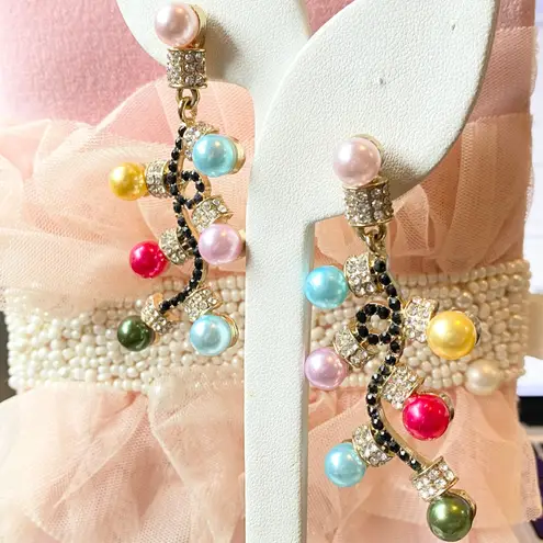 Festive Christmas Holiday Light Bulb Dangle Earrings Party Statement Colorful Gold