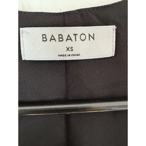 Babaton Black Chiffon Tie Front Short Sleeve Open Front Tunic Size XS