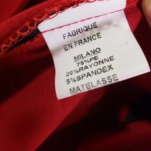 EXTENZO PARIS Women's Large Red Solid Moto, Trench, Quilted, Faux Leather Coat