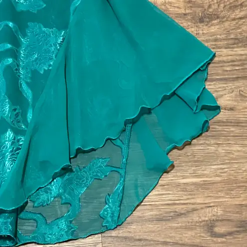 Shirley Of Hollywood Vintage Gown Nightie Lace Sheer Emerald Green Large