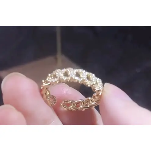 Boutique Gold Iced Cuban Chain Ring | Gold Plated Sterling Silver