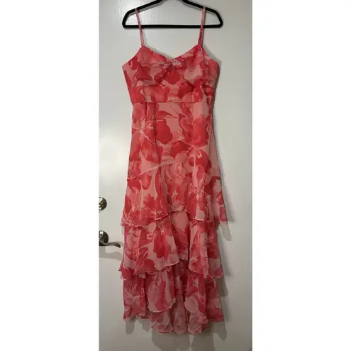 Hutch Kennedi Ruffle Tiered Maxi Dress Pink Floral Print Size 14 NWT Flowy Skirt