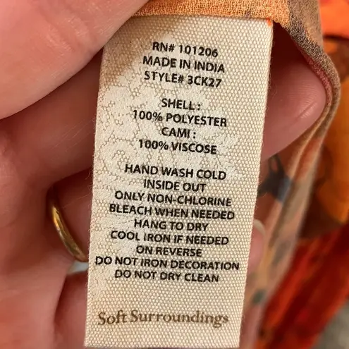 Soft Surroundings 🚫SOLD🚫 Orange Sheer Beaded Caftan or Swim Cover PL/PXL