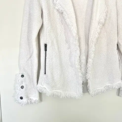 Nic+Zoe $198 Textured Fringe Mix Paper White Jacket Women's Size XS