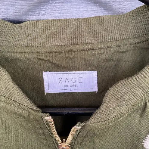 Sage  the Label Embroidered Bomber Jacket