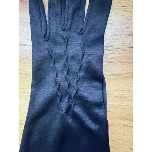 Vintage Ladies Black Gloves Detail Ruching Size S