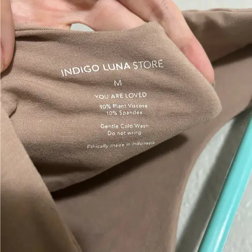 Indigo Luna Bodysuit • Size Medium • Minimalist Slow Fashion Essential Taupe Brown