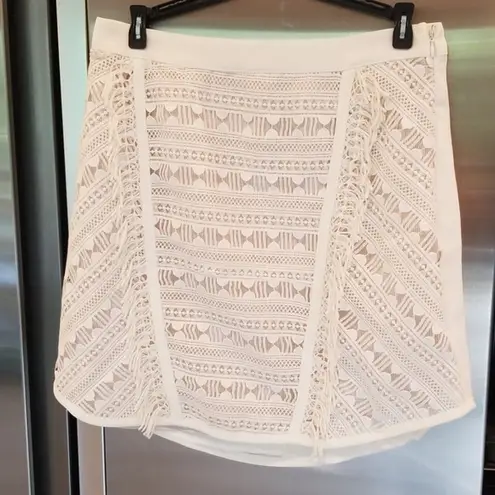 Greylin ππ White Lace Fringe Mini Skirt M NWT