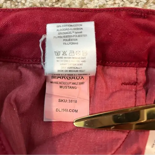 DL1961 Margaux Mid-Rise Instasculpt Ankle Skinny Red Size 26