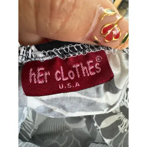 Her Clothes Hawaiian Aloha Tropical Floral Halter Self Tie Side Zip Mini Dress S Black