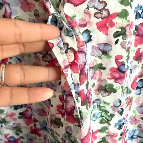 NYDJ NEW Womens Shirt Blouse White Multicolor Floral 3/4 Sleeve Size Small