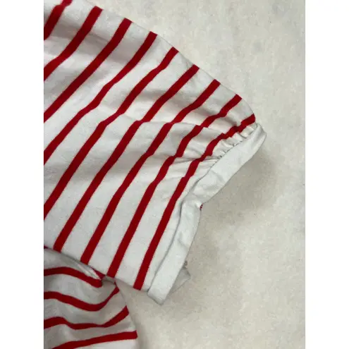 Draper James Striped V Neck T Shirt Women Plus Size 3X Red White Short Sleeve
