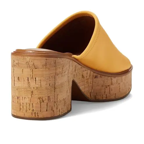 Naturalizer Cassie Platform Slides Cork Wedge Women's 12 Yellow Boho Hippie 70s